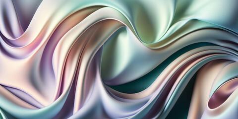 elegant abstract flowing satin silk fabric background. pastel colours. Generative ai