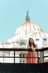 portrait of a beautiful girl in the city