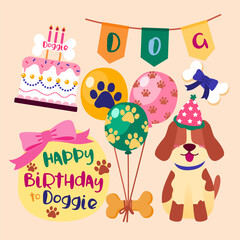 Happy birthday to adorable dogs with a bowl full of food.