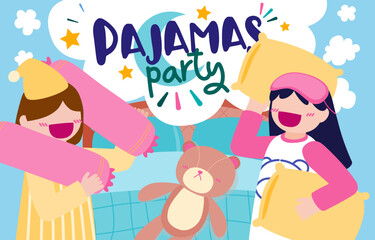 A group of girls organize a pajama party.