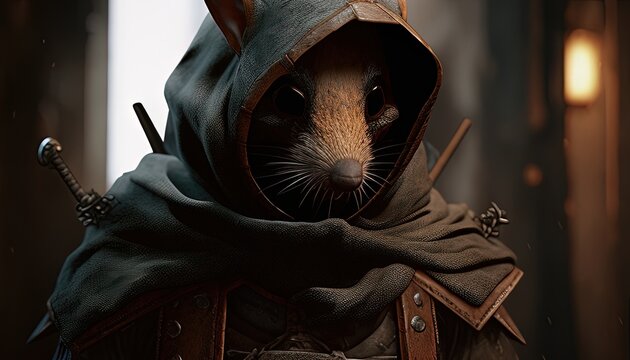rat rogue digital art illustration, Generative AI