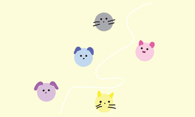 Animal polca dot wallpapers with cute round animals