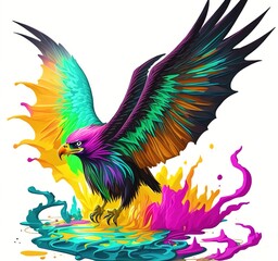 Eagle flying Paint color spalsh generative ai