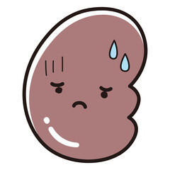 調子の悪い腎臓のイラスト（キャラクター）