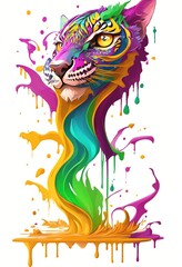 Fototapeta premium Tiger face Color Paint Splash Vector Illustration Design generative ai