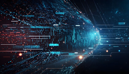 Obraz premium Digital cyberspace and data network connections, background with code, abstract technology background, generative AI