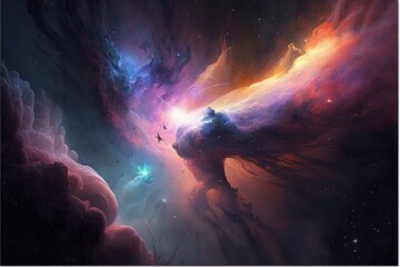 Obraz na płótnie Canvas Night galaxy space nebula as digital illustration (Generative AI)