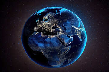 Obraz na płótnie Canvas Close-up Of Blue Earth Against Sky At Night. Generative Ai