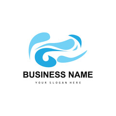 Beach Wave Logo, Water Wave Vector, Water Abstract Design, Illustration Template Icon