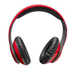 Red headphones on a transparent background