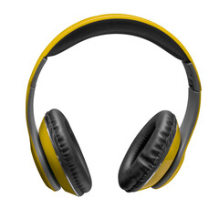 Yellow headphones on a white background