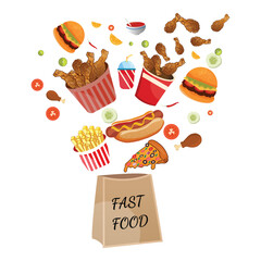 Fast food advertising composition illustration
