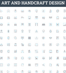 Art and handcraft design vector line icons set. Inspiration, Creativity, Design, Sketch, Draft, Color, Texture illustration outline concept symbols and signs