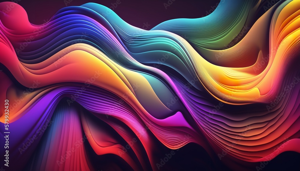 Poster abstract background of an abstract horizontal wave in color. generative ai.