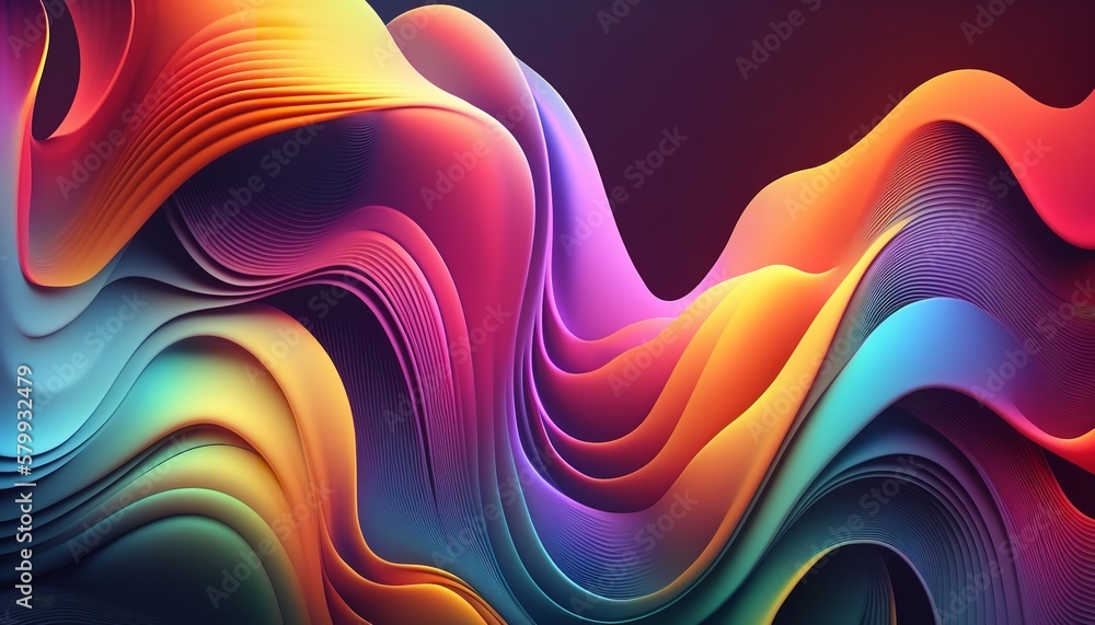 Poster abstract background of an abstract horizontal wave in color. generative ai.