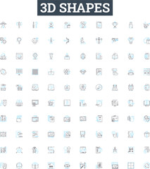 3d shapes vector line icons set. Polyhedron, cube, pyramid, cuboid, tetrahedron, octahedron, prism illustration outline concept symbols and signs