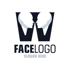 Letter W Face Logo Design Template Inspiration, Vector Illustration.