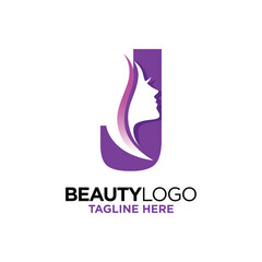 Letter J Beauty Face Logo Design Template Inspiration, Vector Illustration.