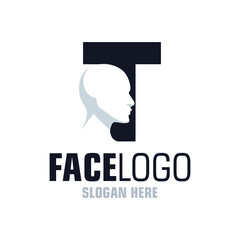 Letter T Face Logo Design Template Inspiration, Vector Illustration.