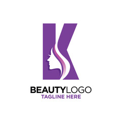 Letter K Beauty Face Logo Design Template Inspiration, Vector Illustration.