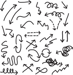 set of hand drawn arrows cartoon