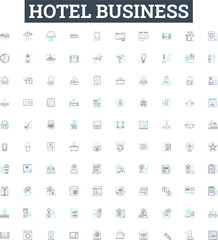 Hotel business vector line icons set. Hotel, Business, Homestay, Resort, Motel, Inn, B&B illustration outline concept symbols and signs