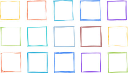 Hand drawn colored doodle squares