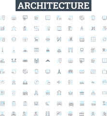 Architecture vector line icons set. Structure, Design, Facade, Building, Planning, Form, Space illustration outline concept symbols and signs