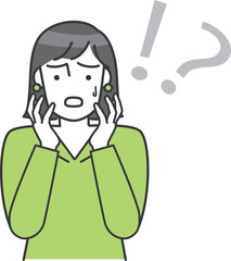 女性が悩んでいるベクターイラスト