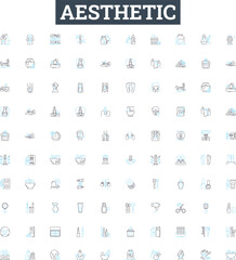 Aesthetic vector line icons set. Beautiful, Pretty, Elegant, Artistic, Attractive, Fashionable, Chic illustration outline concept symbols and signs