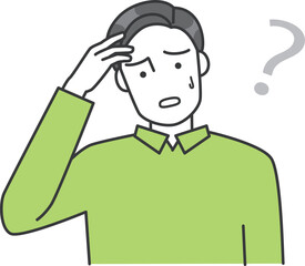 男性が悩んでいるベクターイラスト