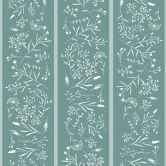 Fototapeta premium Green Stripe Flower Silhouette Seamless Vector Repeat Pattern