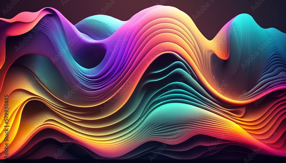 Poster abstract background of an abstract horizontal wave in color. generative ai.