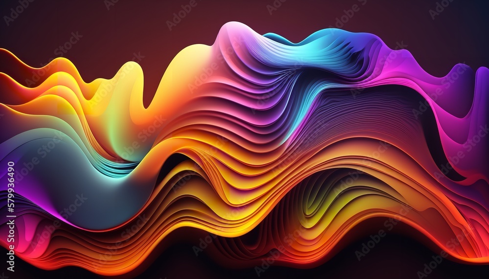 Poster abstract background of an abstract horizontal wave in color. generative ai.