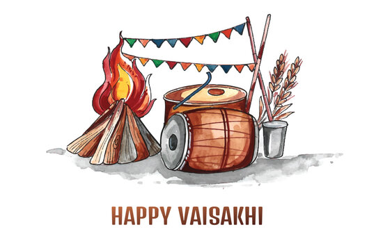Happy Baisakhi Vector Illustration of Vaisakhi Punjabi Spring Harvest  Festival of Sikh Celebration with Drum and Kite in Holiday Cartoon  Background 36401429 Vector Art at Vecteezy
