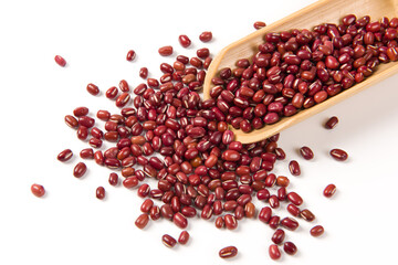 Raw red bean or azuki beans seeds isolated on white background