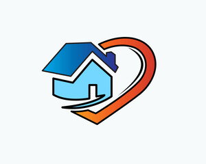 Fototapeta na wymiar home love heart logo icon symbol design template illustration inspiration