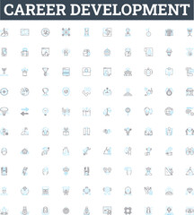 Career development vector line icons set. Career, Development, Advancing, Training, Progression, Promotion, Growth illustration outline concept symbols and signs