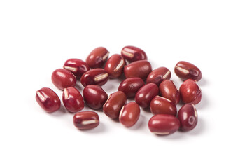 Raw red bean or azuki beans seeds isolated on white background