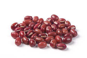 Raw red bean or azuki beans seeds isolated on white background
