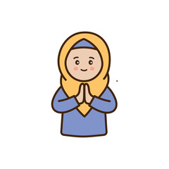 icon of islamic woman in yellow headscarf Ramadan and Islamic Eid