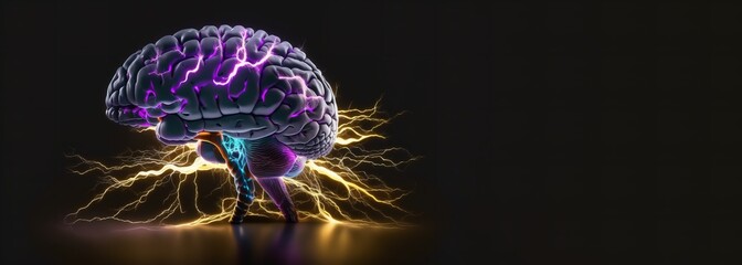 A representation of the human brain using neural impulses. Generative Ai. - obrazy, fototapety, plakaty