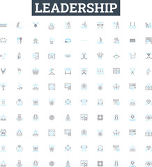 Leadership vector line icons set. Lead, Guide, Manage, Motivate, Direct, Facilitate, Inspire illustration outline concept symbols and signs