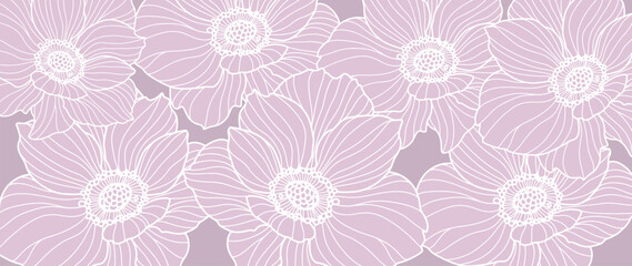 Vector pink floral illustration with white flowers for covers, backgrounds, designs, decor