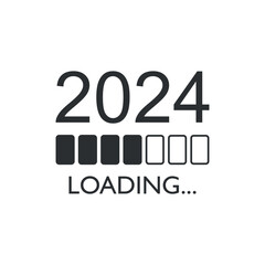Loading 2024 year icon in flat style. Progress indicator vector illustration on isolated background. Download button sign business concept.