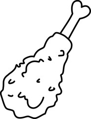 Chicken nugget contour. Isolated chicken fried. Outline uncolored chicken fast food. Junk food. Street takeaway food. PNG image