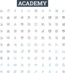 Academy vector line icons set. Academy, Education, Learning, School, Institute, College, University illustration outline concept symbols and signs