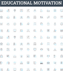 Educational motivation vector line icons set. Learning, Inspiration, Determination, Enthusiasm, Aspiration, Concentration, Creativity illustration outline concept symbols and signs