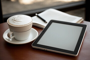 tablet pc with coffee cup