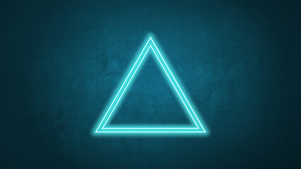 Neon blue color two triangles with bluish cyan background abstract